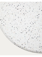 PILATO Ø70 table top in Venetian terrazzo concrete and black metal base for bars ice cream shops restaurants