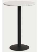 RAMSET high table 99 cm top Ø70 in Venetian terrazzo concrete and black metal base for bars ice cream shops restaurants