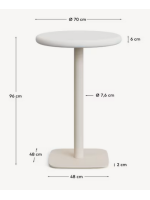 MALCOR tavolo alto 96 cm con piano Ø 70 in cemento bianco e base in metallo verniciato bianco per bar gelaterie ristoranti