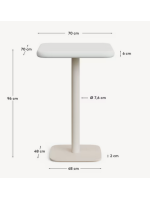 GOLP Table de 96 cm hauteur avec plateau en béton blanc 70x70 et piètement en métal peint blanc pour bars glaciers restaurants