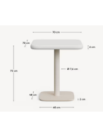 FUMAL table with 70x70 white concrete top and white painted metal base for bars ice cream parlors restaurants