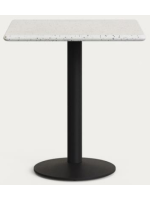 JILL 70x70 table top in Venetian terrazzo concrete and black metal base for bars ice cream shops restaurants