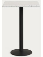 MARTY Mesa alta 99 cm con sobre 70x70 en hormigón terrazo veneciano y base de metal negro para bares heladerías restaurantes