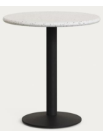 ZOEL Mesa con sobre Ø70 en hormigón terrazo veneciano y base de metal negro para bares heladerías restaurantes