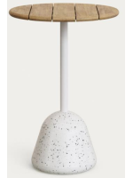 ACTON tavolo alto 99 cm piano Ø 70 in legno naturale e base in metallo e cemento terrazzo veneziano per bar gelaterie ristoranti