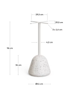 ACTON tavolo alto 99 cm piano Ø 70 in legno naturale e base in metallo e cemento terrazzo veneziano per bar gelaterie ristoranti