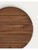 BANDEN tavolo alto 99 cm piano Ø 70 in legno di acacia finitura noce e base in metallo e cemento nero per bar ristoranti