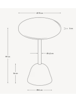 BANDEN Mesa de 99 cm de altura tablero Ø 70 en madera de acacia acabado nogal y base de metal y hormigón negro para bares