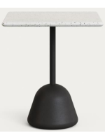 JAYDEN table 70x70 top in concrete Venetian terrace and metal and black concrete base for bars