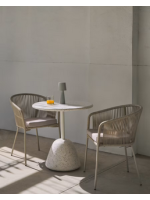 AGAN table Ø 70 top in concrete Venetian terrace and metal and concrete base for bars