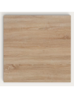 TAKEN table with top 70x70 or 60x60 or 90x90 cm in natural finish melamine and black metal base for bars and restaurants