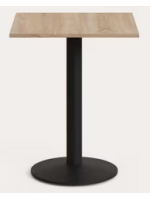 TAKEN table with top 70x70 or 60x60 or 90x90 cm in natural finish melamine and black metal base for bars and restaurants
