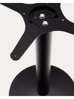 BALADU tavolo piano diam 70 cm in melaminico finitura naturale e base in metallo verniciato nero per bar ristoranti