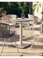 ABESCO tavolo con piano diam 70 cm in hpl bianco e base in metallo verniciato bianco per bar gelaterie ristoranti
