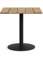 COSTNER 80x80 solid natural wood table top and black metal base for bars ice cream parlors restaurants