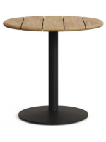 RIGEL table Ø80 solid natural wood top and black metal base for bars ice cream parlors restaurants