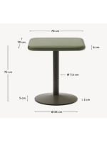 ADVANCE tavolo con piano 70x70 in cemento verde e base in metallo verniciato verde per bar gelaterie ristoranti