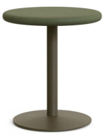 HARKU table avec plateau en béton vert Ø 70 et piètement en métal peint en vert pour bars glaciers restaurants