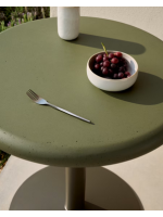 HARKU table with Ø 70 green concrete top and green painted metal base for bars ice cream parlors restaurants