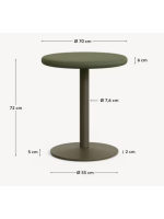 HARKU table avec plateau en béton vert Ø 70 et piètement en métal peint en vert pour bars glaciers restaurants