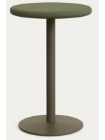 LEGAG table 96 cm de hauteur avec plateau en béton vert Ø70 et piètement en métal vert pour bars glaciers restaurants