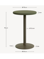 LEGAG table 96 cm high with Ø70 green concrete top and green painted metal base for bars ice cream parlors restaurants