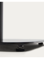 CEO tavolo alto 97 cm con piano diam 60 cm in hpl nero e base in metallo verniciato nero per esterno