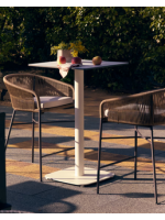 STAND high table 97 cm with 60x60 cm top in white hpl and base in white painted metal for outdoor use