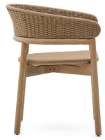 BRENT Silla con reposabrazos en madera maciza de acacia natural y cuerda para jardín exterior o terraza