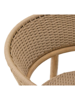 BRENT Silla con reposabrazos en madera maciza de acacia natural y cuerda para jardín exterior o terraza