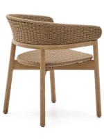 BRENT chaise avec accoudoirs en bois d'acacia naturel massif et corde pour jardin extérieur ou terrasse