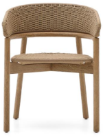 BRENT chaise avec accoudoirs en bois d'acacia naturel massif et corde pour jardin extérieur ou terrasse