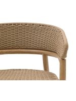BRENT Silla con reposabrazos en madera maciza de acacia natural y cuerda para jardín exterior o terraza