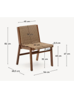 LUGANO chaise en bois d'acacia massif et corde pour jardin extérieur ou terrasse