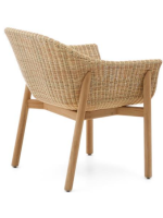 DONALD sedia con braccioli in legno massello di teak e rattan sintetico e cuscino sfoderabile per esterno e per interno