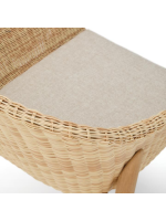 DONALD sedia con braccioli in legno massello di teak e rattan sintetico e cuscino sfoderabile per esterno e per interno