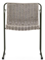 MERCURIO Silla con brazos en cuerda sintética gris y patas de acero galvanizado verde para exterior