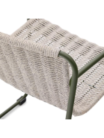 MERCURIO chair with armrests in grey synthetic rope and green galvanized steel legs for outdoors