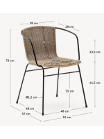 MESSY Ratán natural y estructura metálica silla con brazos