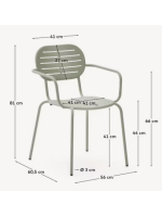 JULIE chaise avec accoudoirs en acier galvanisé choix de couleur pour jardin ou terrasse