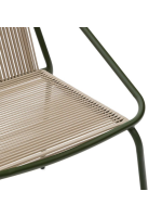 EDFU Silla con brazos en cuerda sintética ecru y patas de acero galvanizado verde para exterior