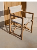 FACES Silla de director plegable con reposabrazos en madera maciza de acacia y tela color a elegir apta para uso exterior
