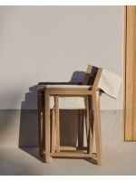 FACES Folding director's chair with armrests in solid acacia wood and fabric choice of color suitable for outdoor use