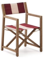 ARBY Silla de director plegable con reposabrazos en madera maciza de acacia y tela apta para uso exterior