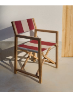 ARBY Chaise de réalisateur pliante avec accoudoirs en bois d'acacia massif et tissu adaptée pour extérieur