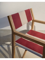 ARBY Silla de director plegable con reposabrazos en madera maciza de acacia y tela apta para uso exterior