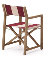 ARBY Silla de director plegable con reposabrazos en madera maciza de acacia y tela apta para uso exterior