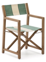 ILLOY Folding director's chair with armrests in solid acacia wood and fabric for outdoor use
