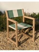 ILLOY Folding director's chair with armrests in solid acacia wood and fabric for outdoor use