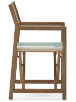 ILLOY Chaise de réalisateur pliante avec accoudoirs en bois d'acacia massif et tissu adaptée pour extérieur